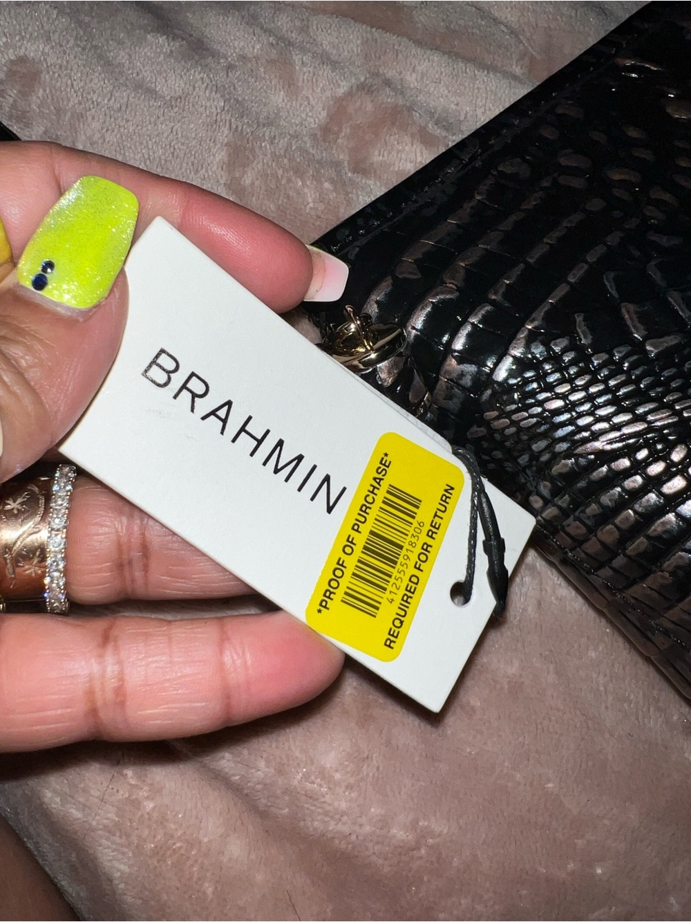 Authentic Brahmin NWT dark blue Croc-Embossed Wristlet Clutch - Picture 8 of 8